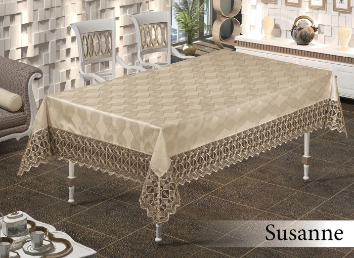 Скатертина з мереживом Maison Royale 160x220 Susanne Cappucino