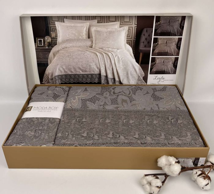 Покривало Moda Box 240х260 з наволочками Leyla Anthracite