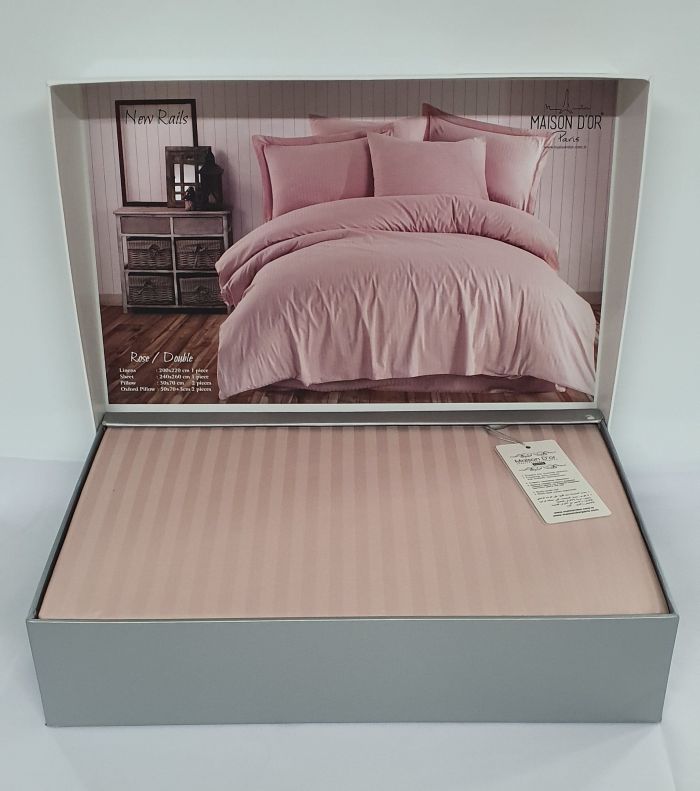 Постільна білизна Maison D'or сатин страйп 160х220 Rails Rose