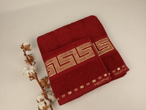 Набір рушників Philippus Cross Cotton 2 шт Krinkil Greek Бордо (Е261)