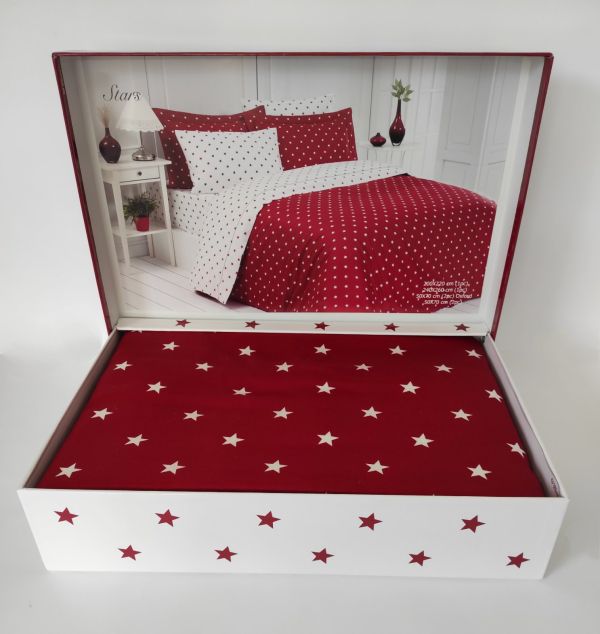 Постільна білизна Maison D'or сатин 200х220 Stars Red