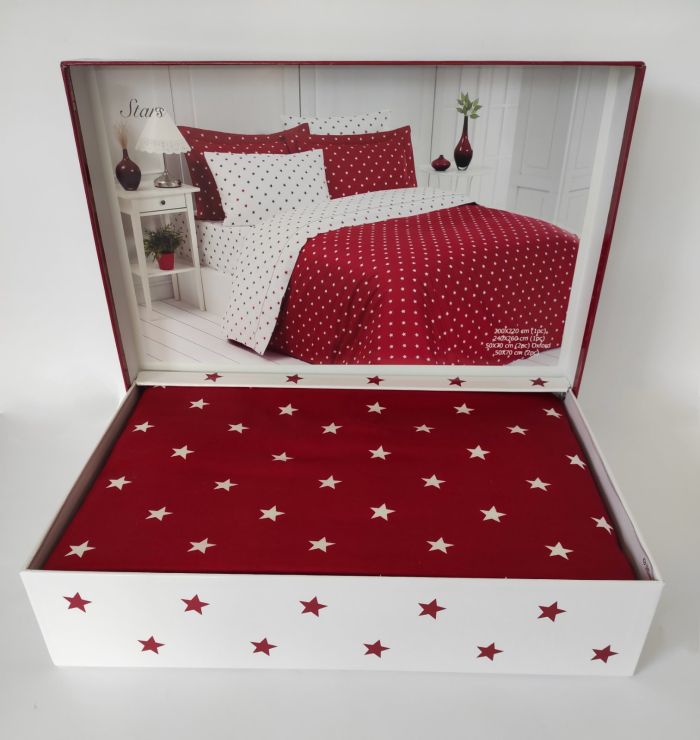 Постільна білизна Maison D'or сатин 200х220 Stars Red