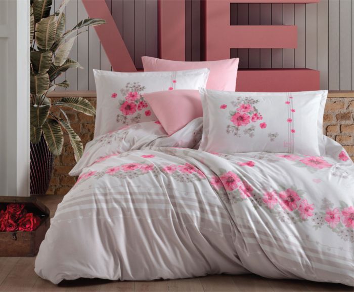 Постільна білизна CLASY ранфорс 200x220 см Lovers V-1 Pembe