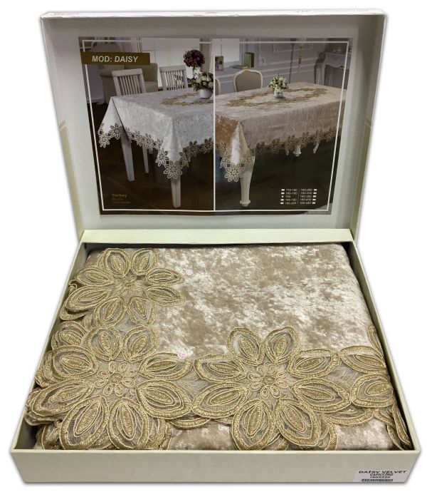 Скатертина Велюр Acme Tekstil 160x220 Daisy Capiccino