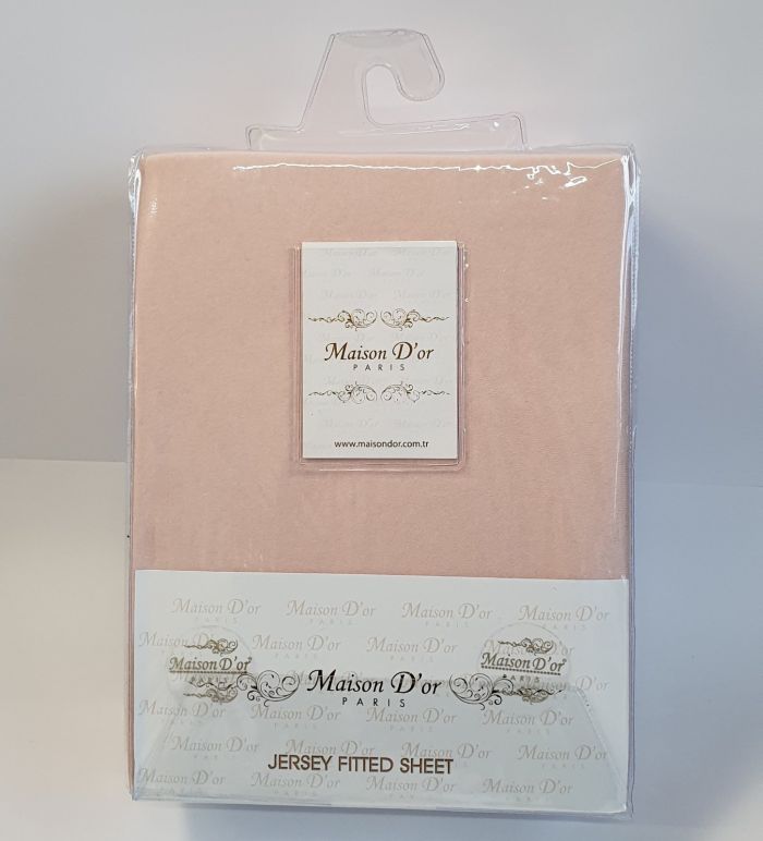 Простирадло на резинці 220x240 трикотаж з наволочками Maison D'or Apricot