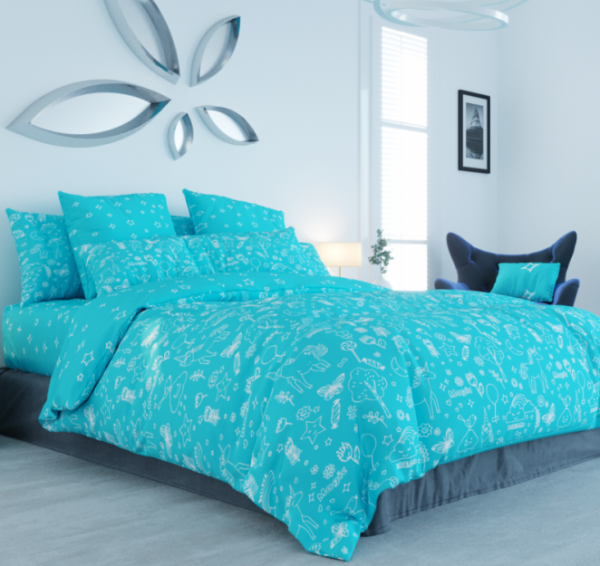 Комплект постільної білизни "ТЕП" євростандарт 300 UNIKORN BLUE, 70x70