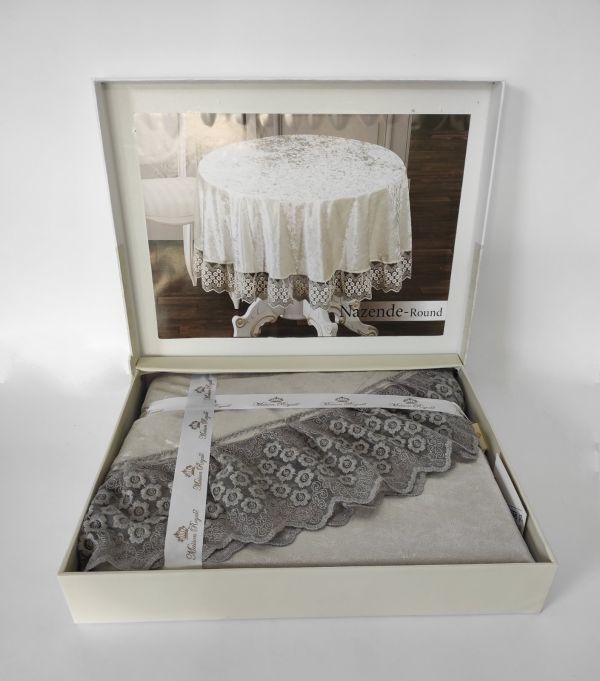 Скатертина Велюр Maison Royale 160 круг Nazende Grey