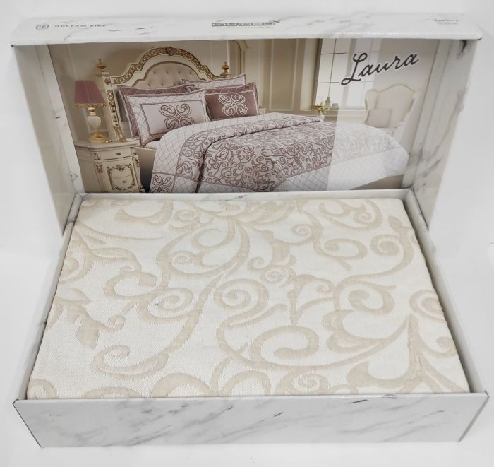 Покривало My Bed Жакард 240x260 з наволочками Laura Beige