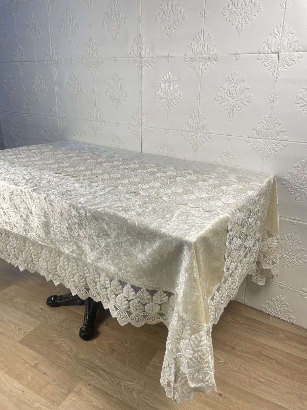 Скатертина Велюр Acme Tekstil 160x220 Lux Queen Cappucino PVS