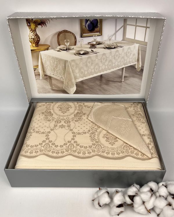 Скатертина Set Maison D'or 160x320+150x310+8pcs+8psc Marinella T.Cloth Beige