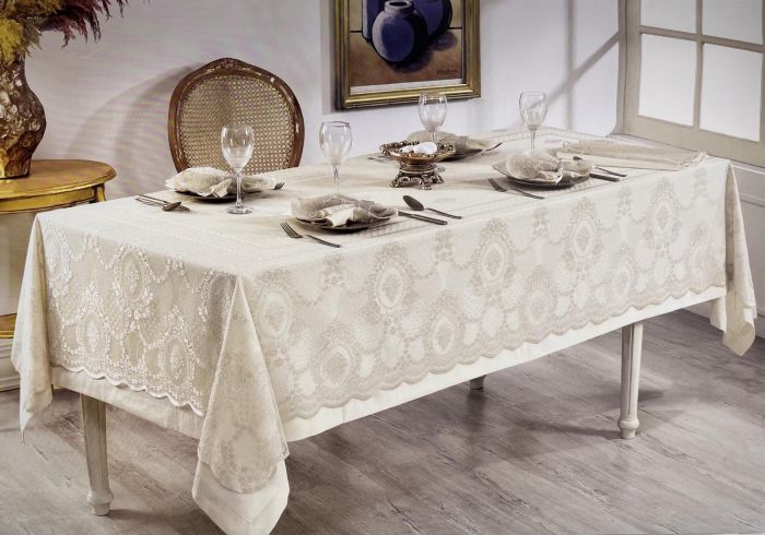 Скатертина Set Maison D'or 160x320+150x310+8pcs+8psc Marinella T.Cloth Beige