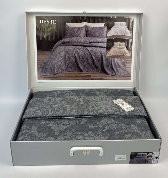 Покривало Moda Box 240х260 з наволочками Deste Gri
