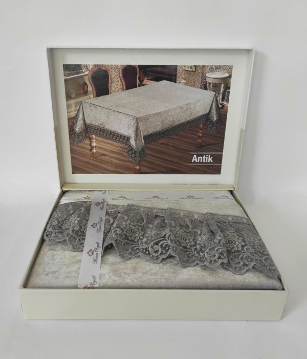 Скатертина Велюр Maison Royale 160x260 ovale Antik Grey
