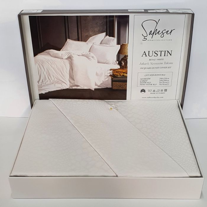 Постільна білизна Saheser Jacquard Vip Satin 200X220 Austin Beyaz