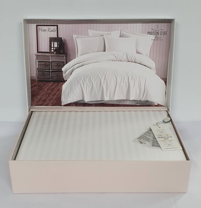 Постільна білизна Maison D'or сатин страйп 160х220 Rails White