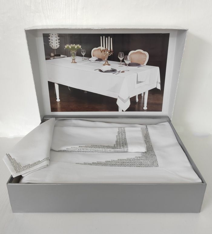 Скатертина Set Maison D'or 150х320+40x140+10psc Diamond T.Cloth White