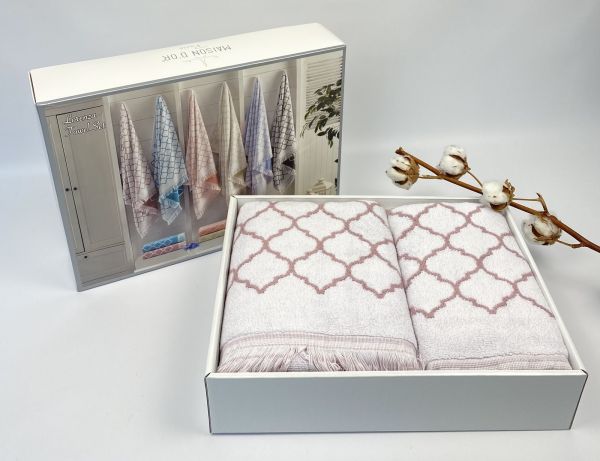 Рушники Maison D'or 2шт Lorenza Lilac-White