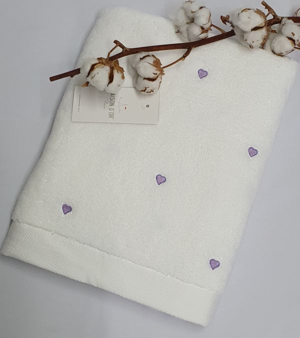 Рушник Maison D'or Love 50x100 White/Dark Lilac