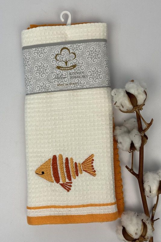 Набір кухонних рушників 2 шт Cottonize Fish Orange