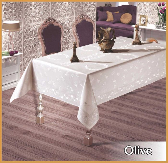 Скатертина тефлон Maison Royale 160*220 Olive White