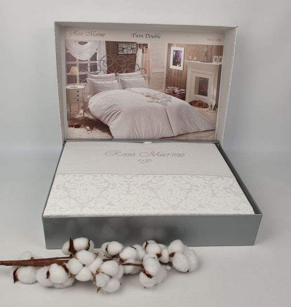Постільна білизна Maison D'or сатин сімейна Rose Marine White