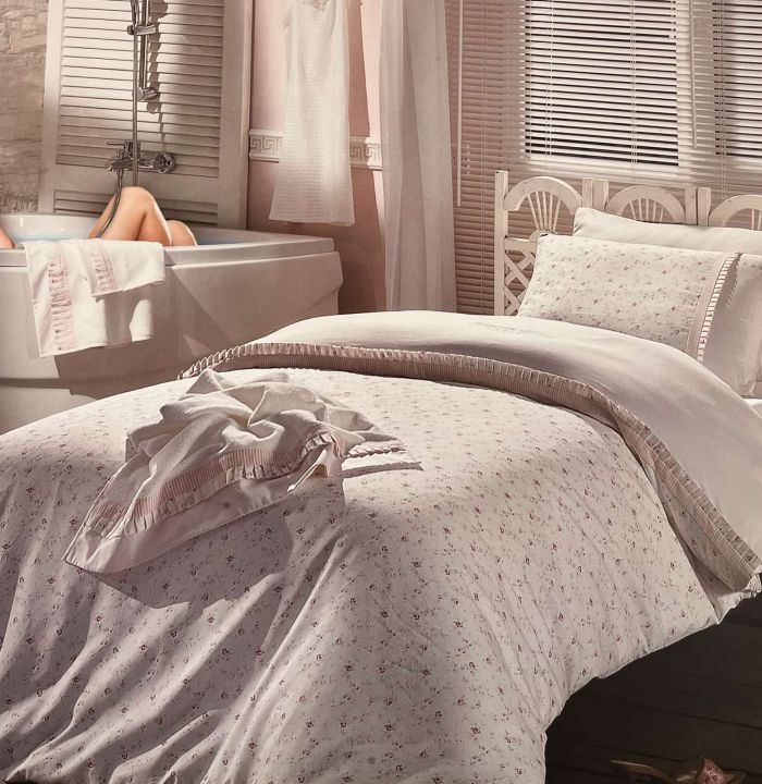 Постільна білизна Maison D'or сатин 160х220 Roses Ecru-Pink