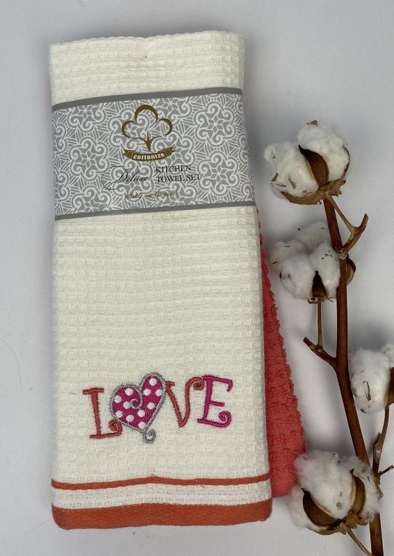 Набір кухонних рушників 2 шт Cottonize Love Coral