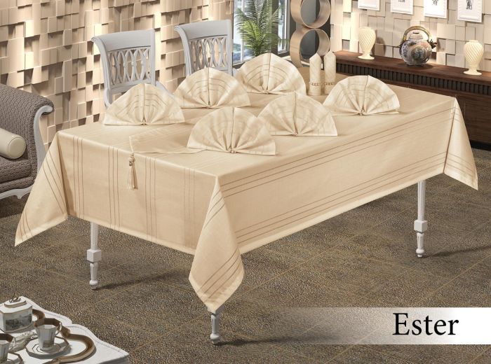 Скатертина Set Maison Royale 160x300+12 psc Ester Cappucino