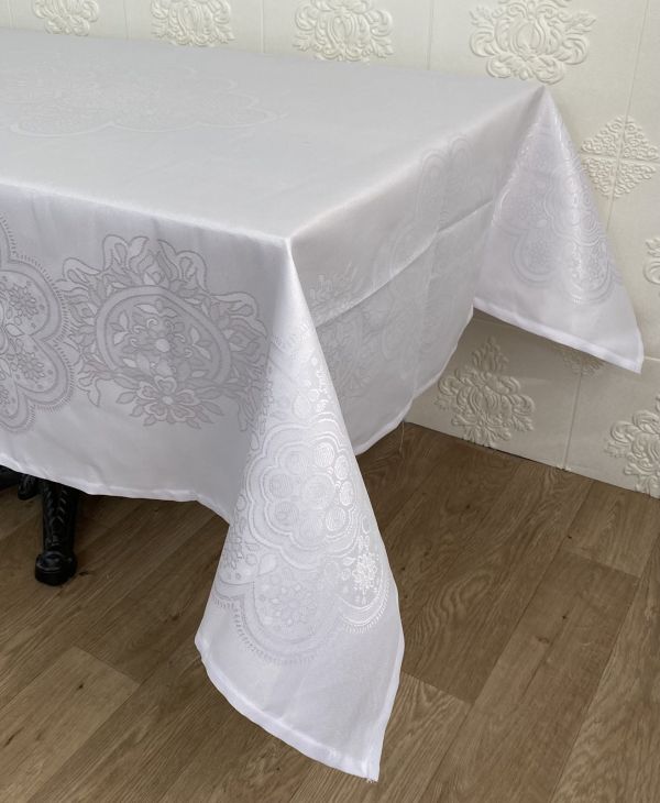Скатертина Masali тефлон 160x260 Model 510 White - уцінений товар
