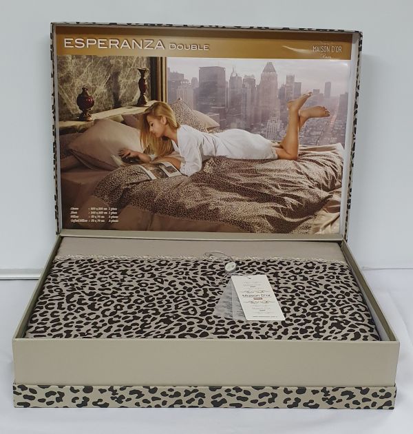 Постільна білизна Maison D'or сатин 200х220 Esperanza Beige-Coffee