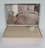 Постільна білизна Maison D'or сатин жаккард з мереживом 200x220 Mirabella Dantela Beige