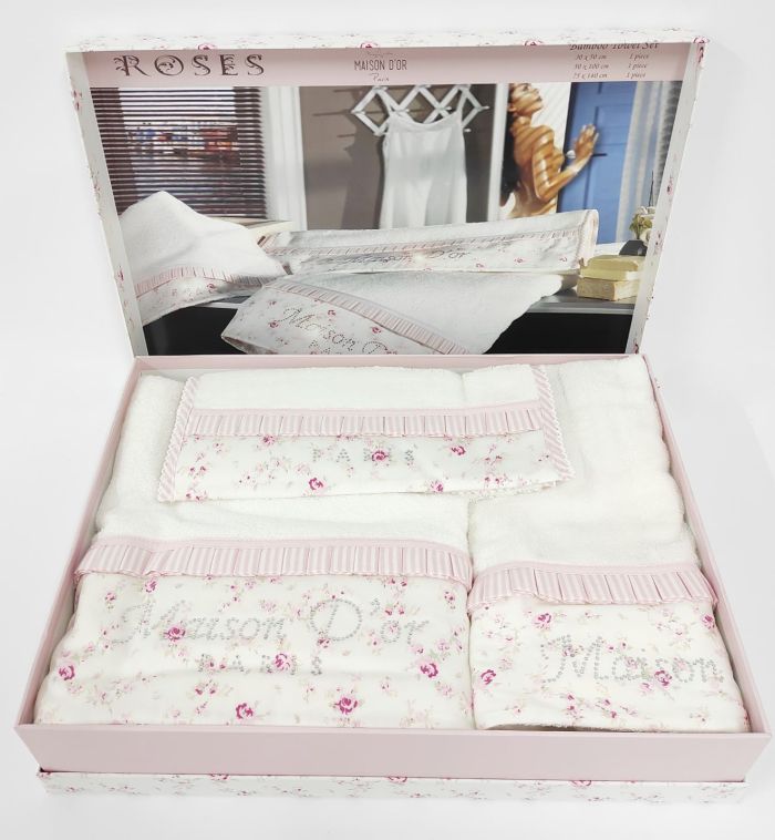 Рушники Maison D'or 3шт Roses Pink Ecru
