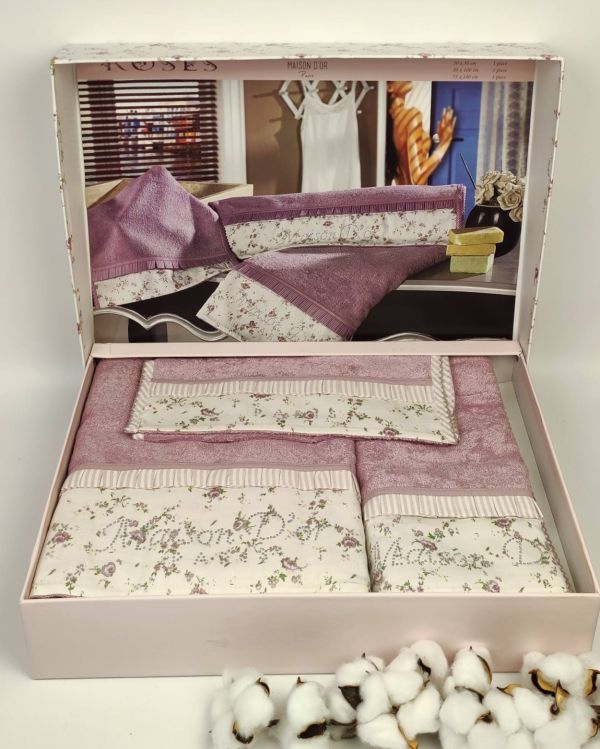 Рушники Maison D'or 3шт Roses Dark Lilac