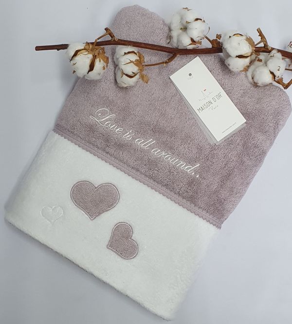 Рушник Maison D'or Monique Hearts 85x150 Dark Lilac