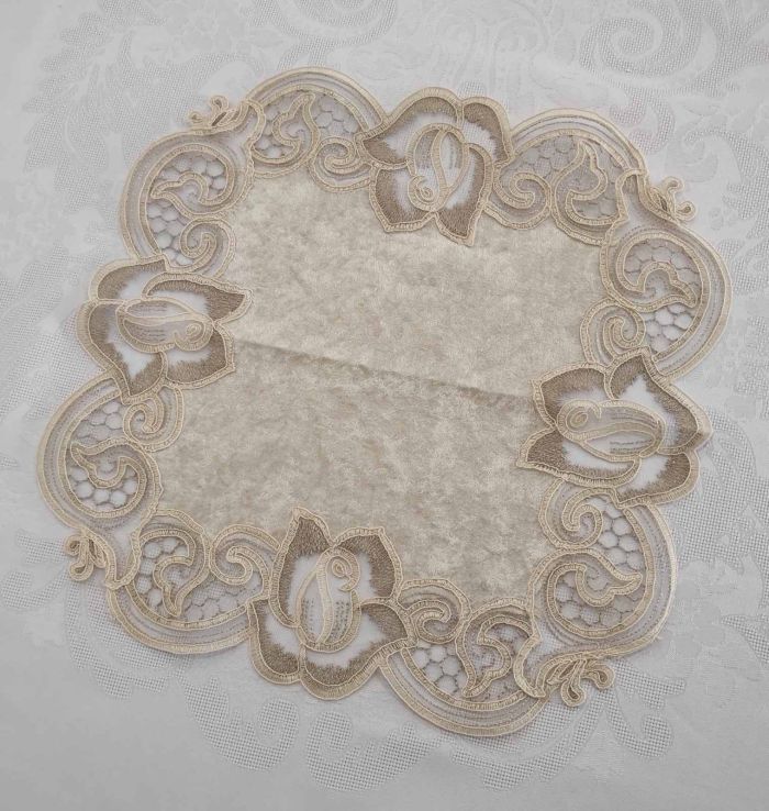 Серветка велюрова Acme з мереживом 40*40 Rose Cappicino