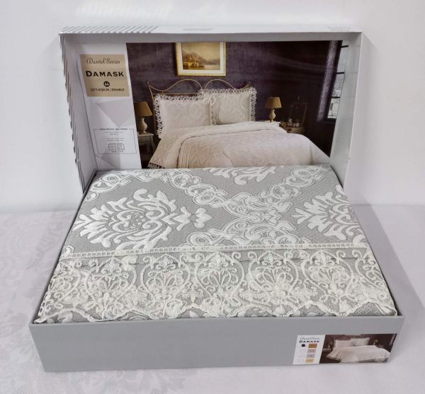 Покривало My Bed Жаккард 240x260 з наволочками Damask Cappucino
