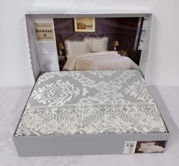 Покривало My Bed Жаккард 240x260 з наволочками Damask Cappucino