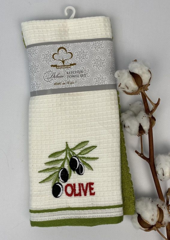 Набір кухонних рушників 2 шт Cottonize Olive Green