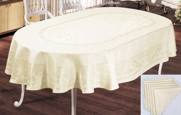 Скатертина Sagol тефлон 160x260 ovale Sgl-003 Cream + 8 серветок *
