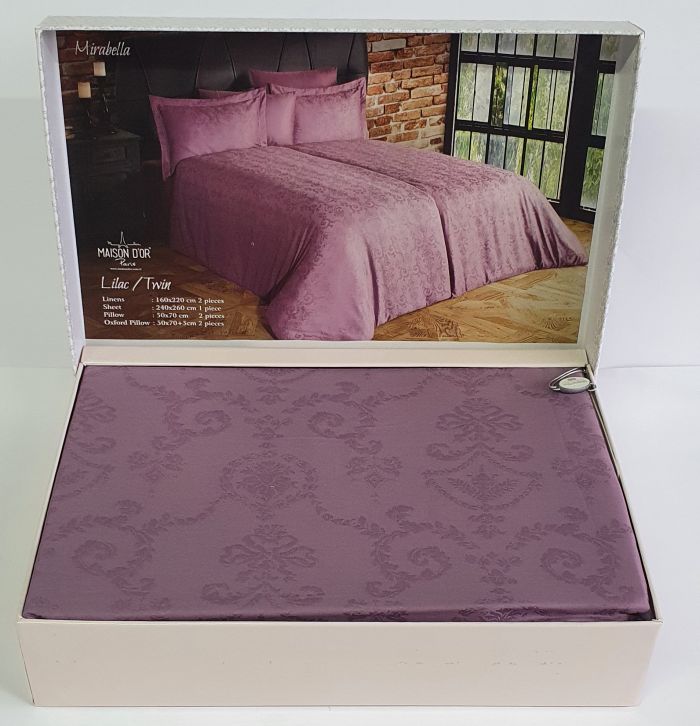 Постільна білизна Maison D'or сатин жаккард сімейна Mirabella Lilac