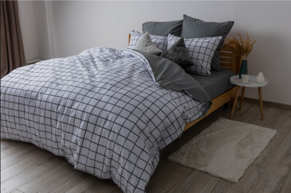Комплект постільної білизни "Happy Sleep"півтораспальний (Grey Check 50*70)