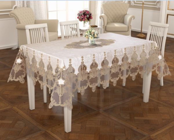 Скатертина Велюр Acme Tekstil 110x160 Lale Krem PVS