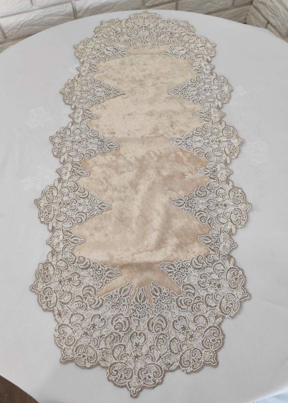 Доріжка велюрова Acme з мереживом 50*100 Queen Gold