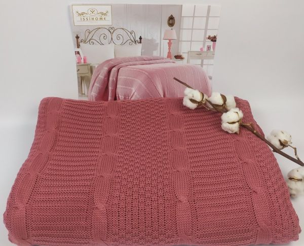 Плед вязаний Issihome Dirty- Pink  220х240