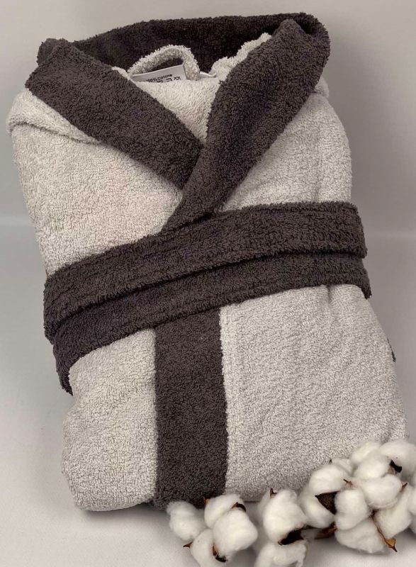 Халат Cottonize cod800 Light Grey-Black L