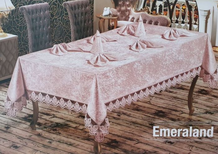 Скатертина Set Велюр Maison Royale 160x220+8 psc Emerald Powder