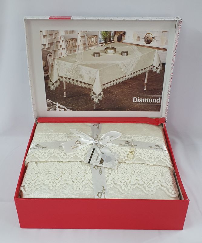 Скатертина Set Велюр Maison Royale 160x220+100x100 Diamond Cream