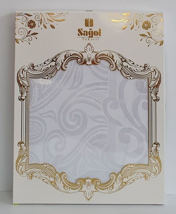 Скатертина Sagol в коробці 160x220 ovale St-005 White