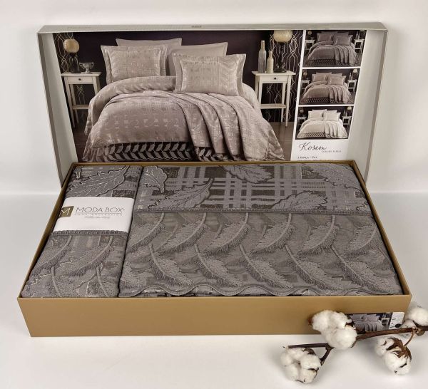 Покривало Moda Box 240х260 з наволочками Kosem Anthracite