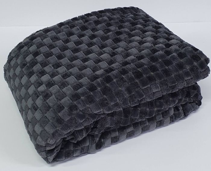 Покривало велюр шахмати 150х200 Anthracite